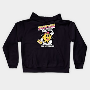 HOUSE MUSIC  - Retro Mascot All Life Long (white/pink) Kids Hoodie